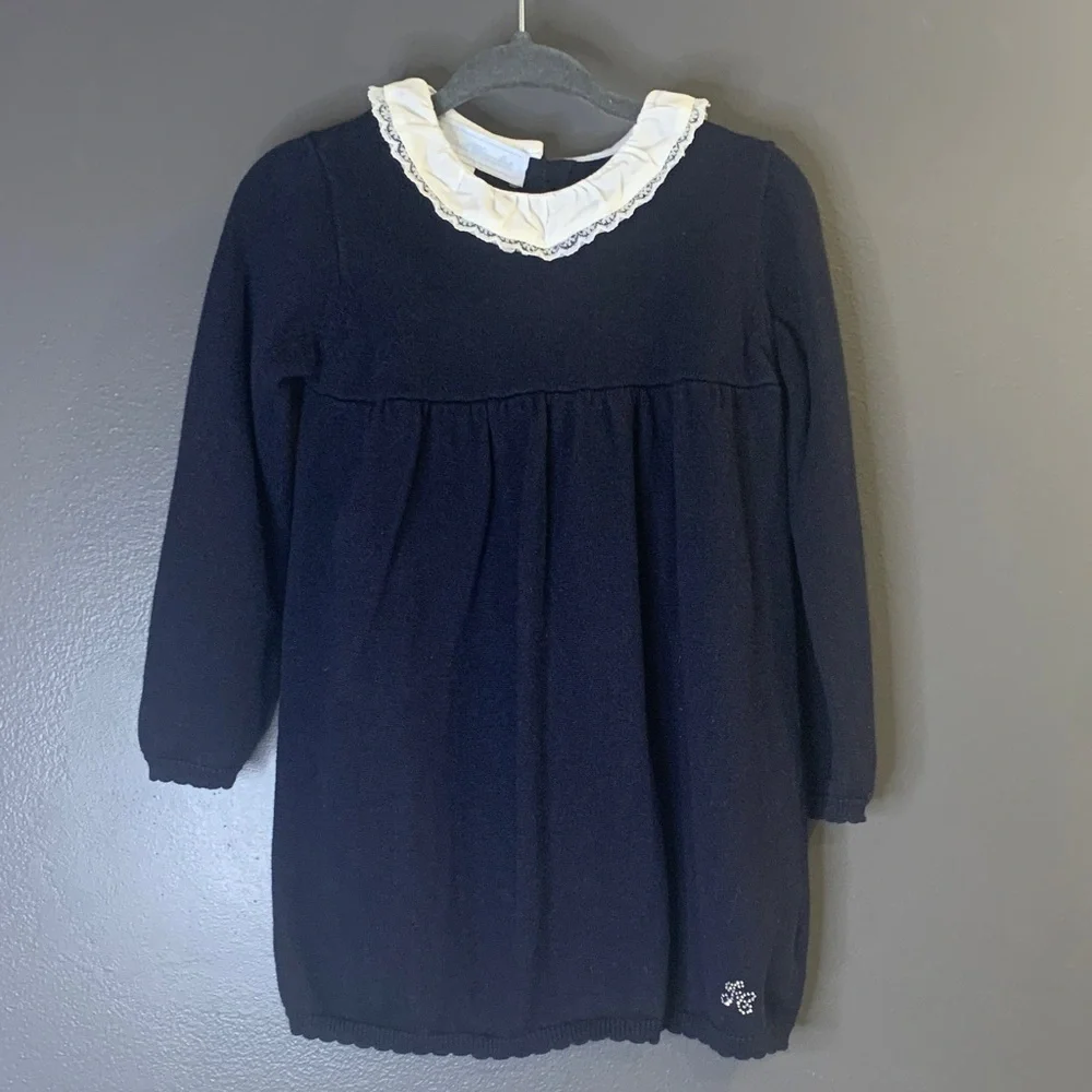 Tartine et Chocolat Navy Dress with White Collar Size 2A